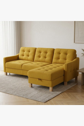 Moderne Eckcouch Malmo mit Schlaffunktion und Stauraum,